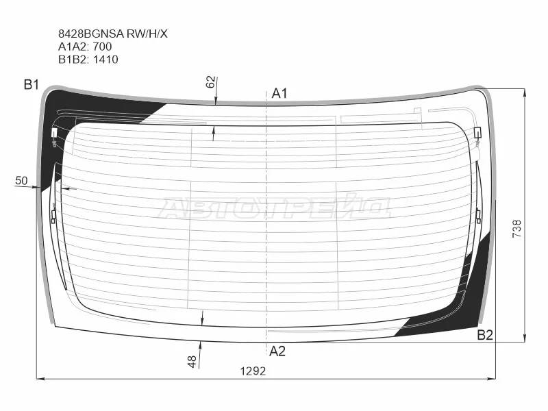 Стекло заднее (Цвет зеленый / Обогрев / Антенна) Toyota Camry (XV70) 17-  / Camry UAE /USA 17- (XYG: 8428BGNSA RW/H/X)