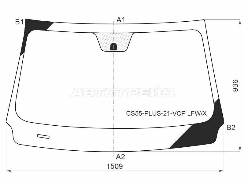 Стекло лобовое Changan CS55 PLUS 21- (XYG: CS55-PLUS-21-VCP LFW/X)