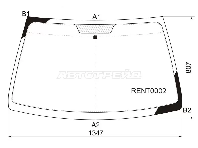 Стекло лобовое Renault Clio 98-09  / Symbol 99-08 (KMK: RENT0002)