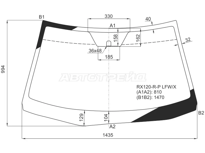 Стекло лобовое Toyota Mark X 04-09 (XYG: RX120-R-P LFW/X)