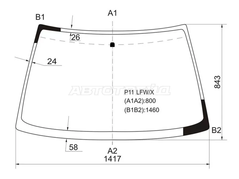 Стекло лобовое (Сборка Япония) Nissan Primera 95-02  / Infiniti G20 99-02  / Nissan Bluebird 96-01  / Primera Camino 95-97 (XYG: P11 LFW/X)