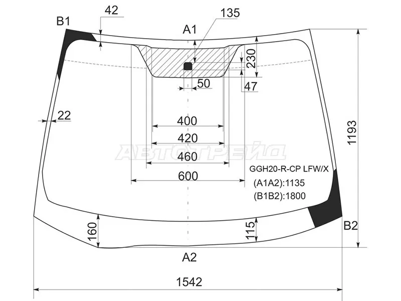 Стекло лобовое Toyota Alphard (H20) 08-15 (XYG: GGH20-R-CP LFW/X)