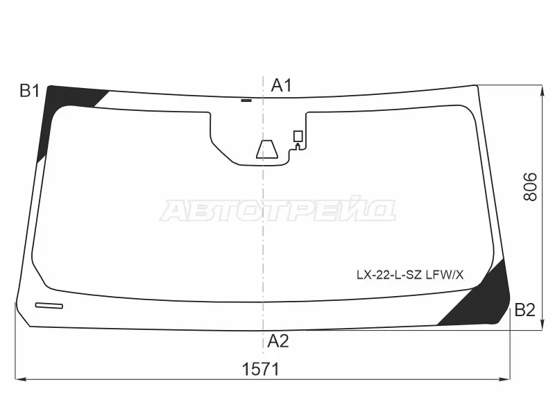 Стекло лобовое (Камера / Датчик дождя) Toyota Land Cruiser (J300) 21-  / Lexus LX 21- (XYG: LX-22-L-SZ LFW/X)