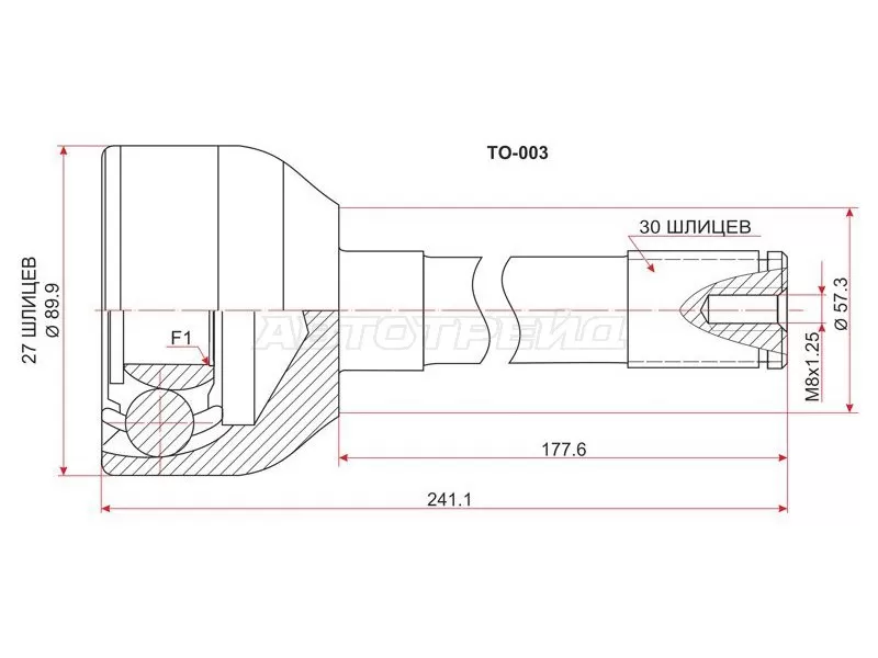 Шрус наружный TOYOTA LAND CRUISER PRADO LJ7# /4RUNNER /HILUX /SURF 3Y /2L /3L 83- мостовой (SAT: TO-003)