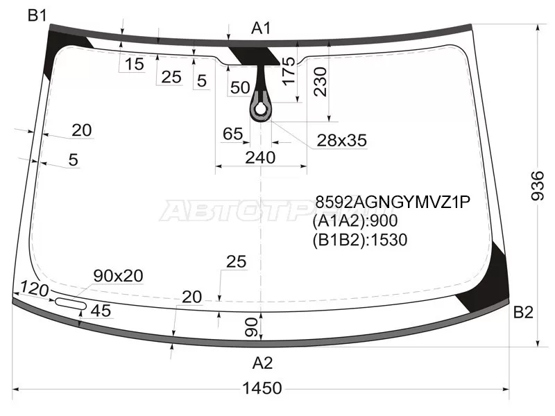 Стекло лобовое (Датчик дождя / Молдинг) Audi A5 07-11  / S5 07-11 (FUYAO: 8592AGNGYMVZ1P)