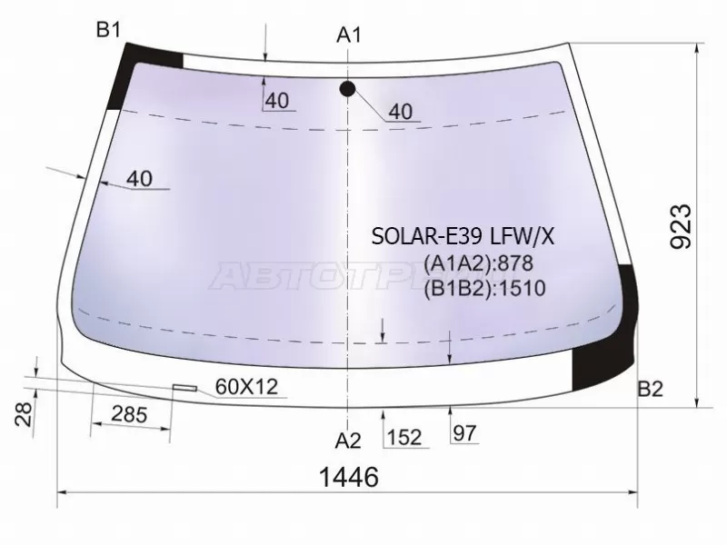 Стекло лобовое (Атермальное) BMW 5-Series 95-04 (XYG: SOLAR-E39 LFW/X)