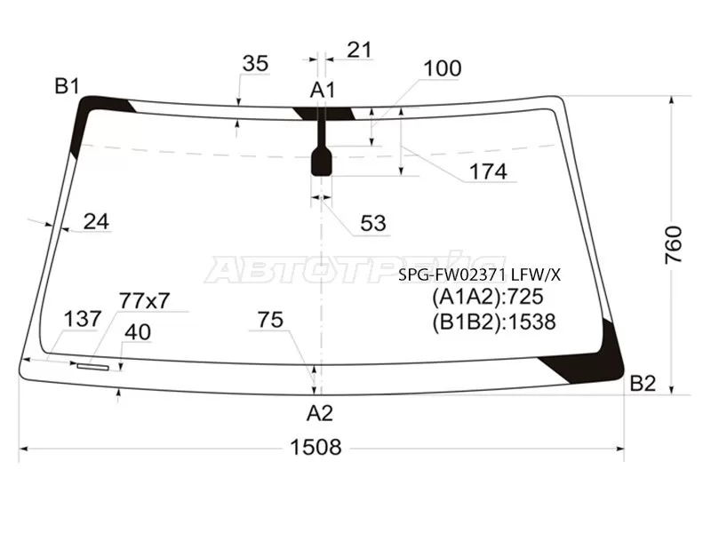 Стекло лобовое Toyota 4Runner 02-09  / Hilux Surf 02-09 (SAT: SPG-FW02371 LFW/X)
