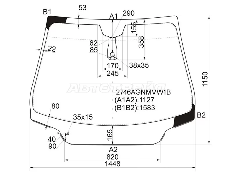 Стекло лобовое (Датчик дождя / Молдинг) Citroen C4 10- (FUYAO: 2746AGNMVW1B)