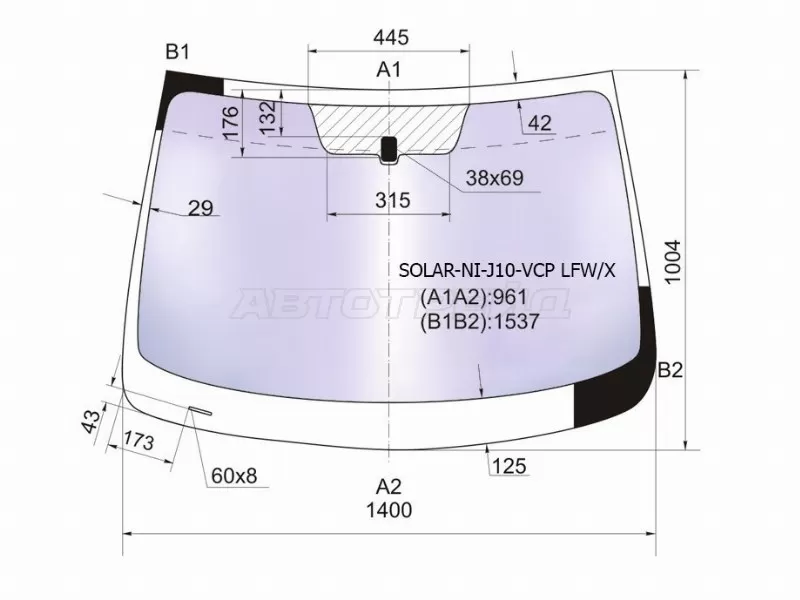 Стекло лобовое (Атермальное) Nissan Qashqai 06-13  / Dualis 07-14  / Qashqai+2 08-14 (XYG: SOLAR-NI-J10-VCP LFW/X)