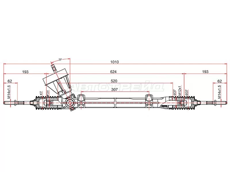 Рейка рулевая RENAULT LOGAN /LADA LARGUS 06- (без Г /У) LHD (SAT: ST-60 01 547 612)