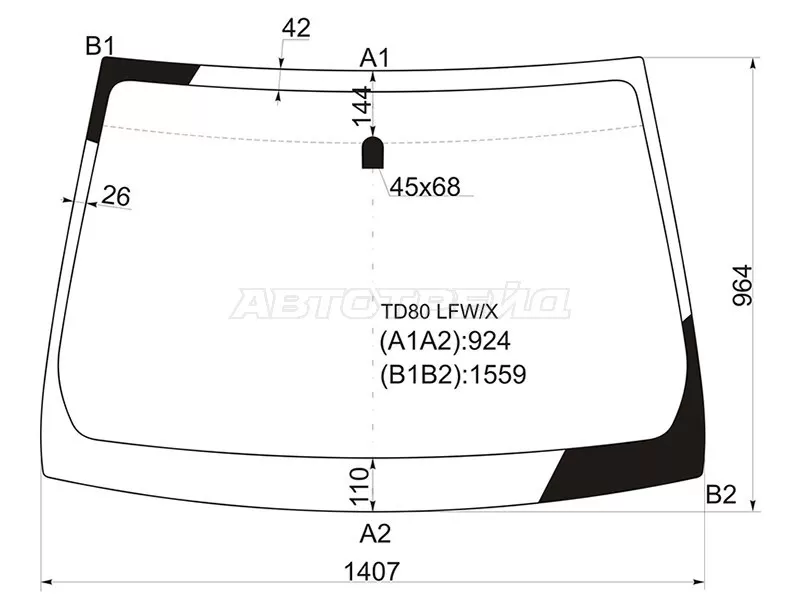 Стекло лобовое Daihatsu Boon Luminas 08-12  / Toyota Passo Sette 08-12 (XYG: TD80 LFW/X)