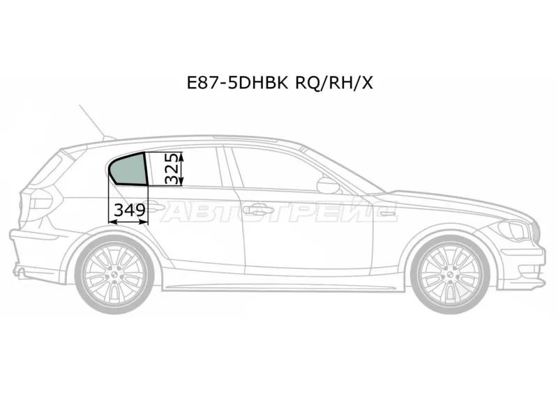 Стекло форточки (Цвет зеленый) BMW 1-Series 04-13 (XYG: E87-5DHBK RQ/RH/X)