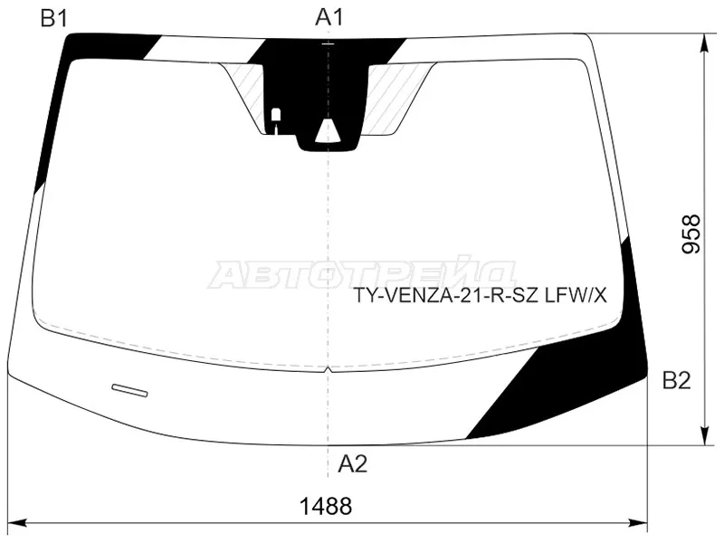 Стекло лобовое (Камера / Датчик дождя / Молдинг) Toyota Harrier (XU80) 20- (XYG: TY-VENZA-21-R-SZ LFW/X)