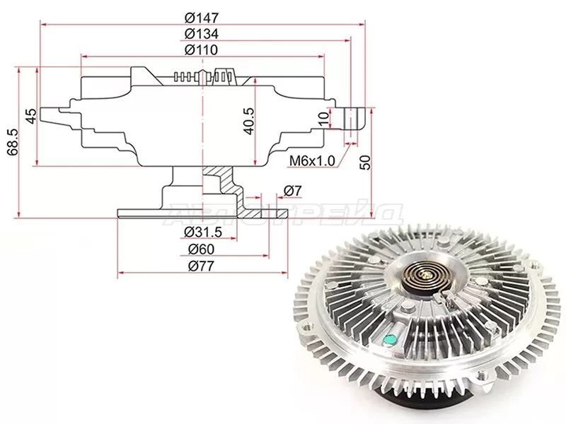 Вискомуфта NISSAN SILVIA S14 /15, 180SX, 200SX SR20DE# (SAT: ST-21082-52F00)