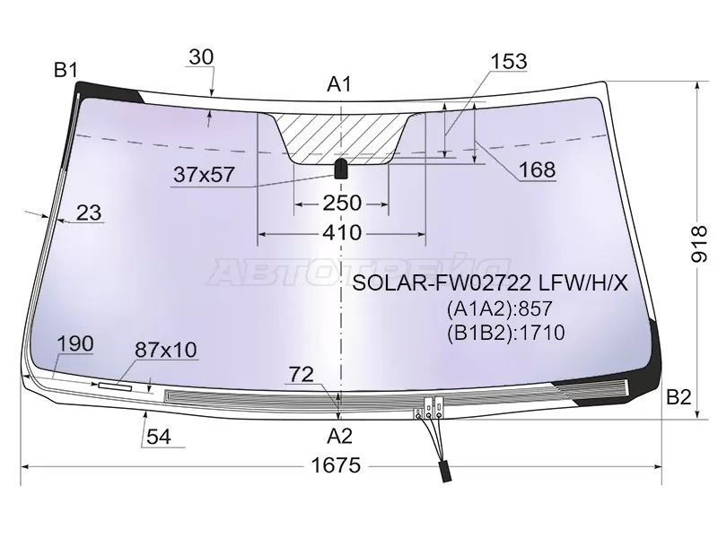 Стекло лобовое (Атермальное / Обогрев щеток) Toyota Sequoia 07-17  / Tundra 06-22 (XYG: SOLAR-FW02722 LFW/H/X)