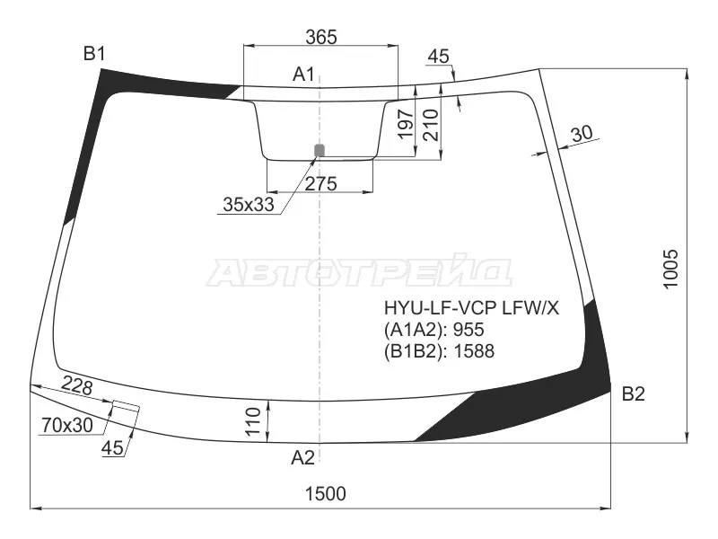 Стекло лобовое Hyundai Sonata 14-19 (XYG: HYU-LF-VCP LFW/X)