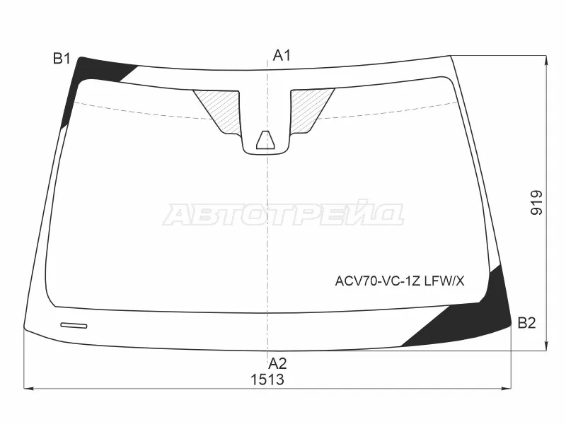 Стекло лобовое (Камера) Toyota Camry Europe /Russia (XV70) 17-21  / Camry UAE /USA 17-20 (XYG: ACV70-VC-1Z LFW/X)