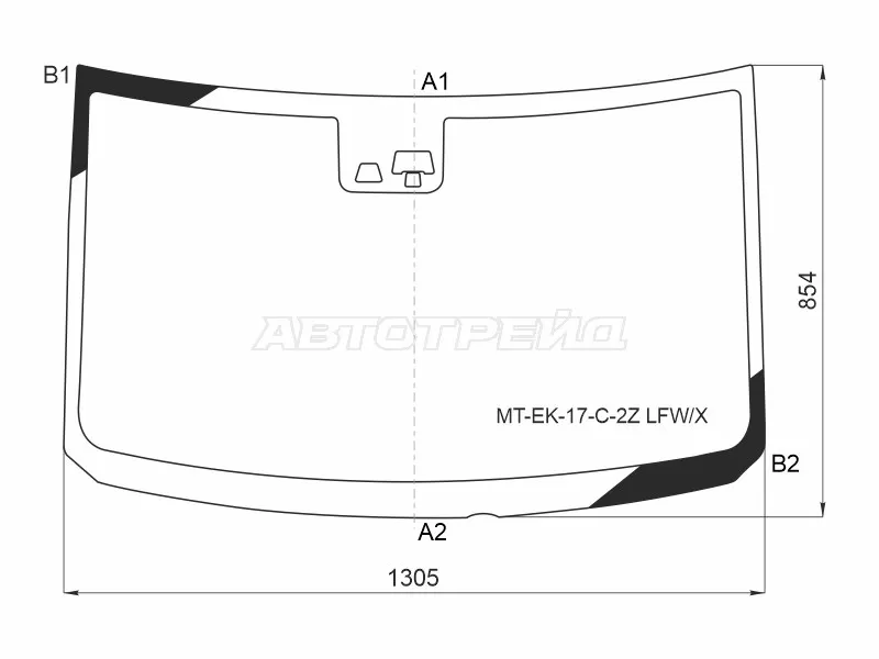 Стекло лобовое (Две камеры) Mitsubishi eK Space 16-  / Nissan DAYZ Roox 16- (XYG: MT-EK-17-C-2Z LFW/X)