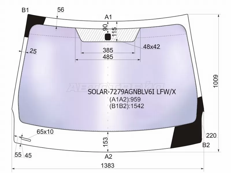 Стекло лобовое (Атермальное) Renault Fluence 09-17  / Megane 08-16 (XYG: SOLAR-7279AGNBLV6I LFW/X)