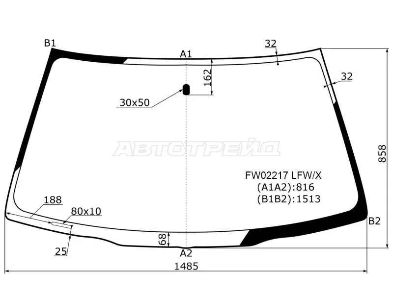 Стекло лобовое Toyota RAV4 (CA20) 00-03 (XYG: FW02217 LFW/X)