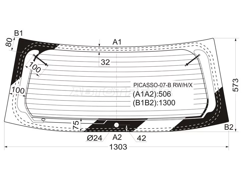 Стекло заднее (Цвет зеленый / Обогрев) Citroen C4 Picasso 07-14  / Grand C4 Picasso 07-14 (XYG: PICASSO-07-B RW/H/X)