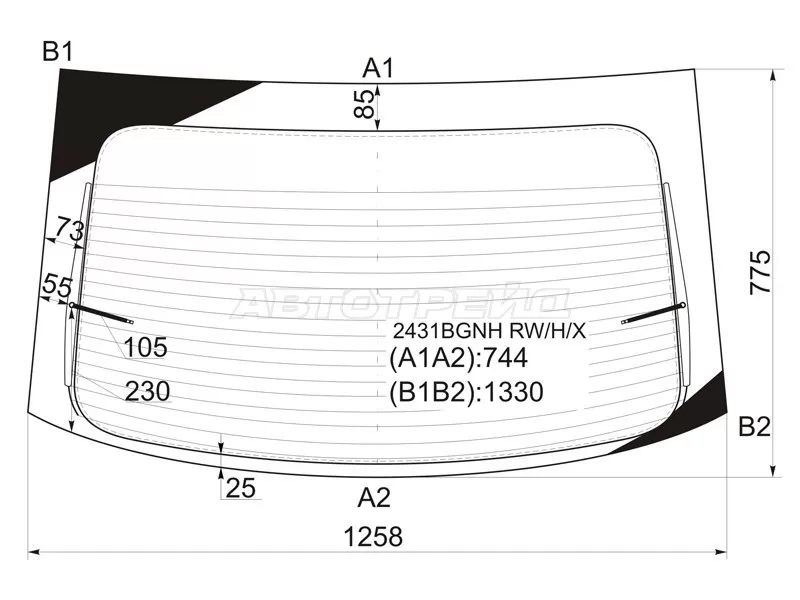 Стекло заднее (Цвет зеленый / Обогрев) BMW 3-Series 90-00 (XYG: 2431BGNH RW/H/X)