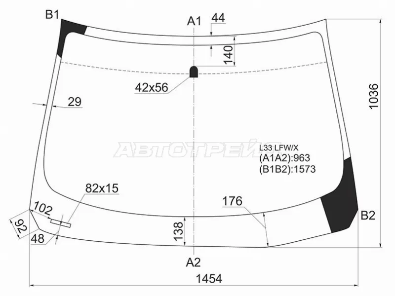 Стекло лобовое Nissan Teana 14-20  / Altima 12-18 (XYG: L33 LFW/X)