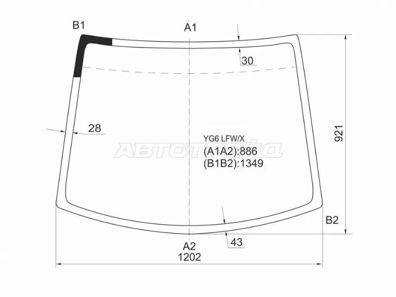 Стекло лобовое Nissan Moco 02-06  / Suzuki MR Wagon 01-05 (XYG: YG6 LFW/X)