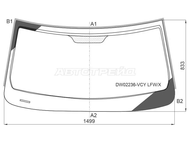 Стекло лобовое (Молдинг / 2D CPE) Chevrolet Camaro 15- (XYG: DW02236-VCY LFW/X)