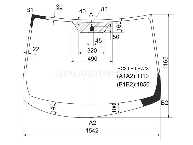 Стекло лобовое Toyota Alphard (H10) 02-08 (XYG: RC20-R LFW/X)