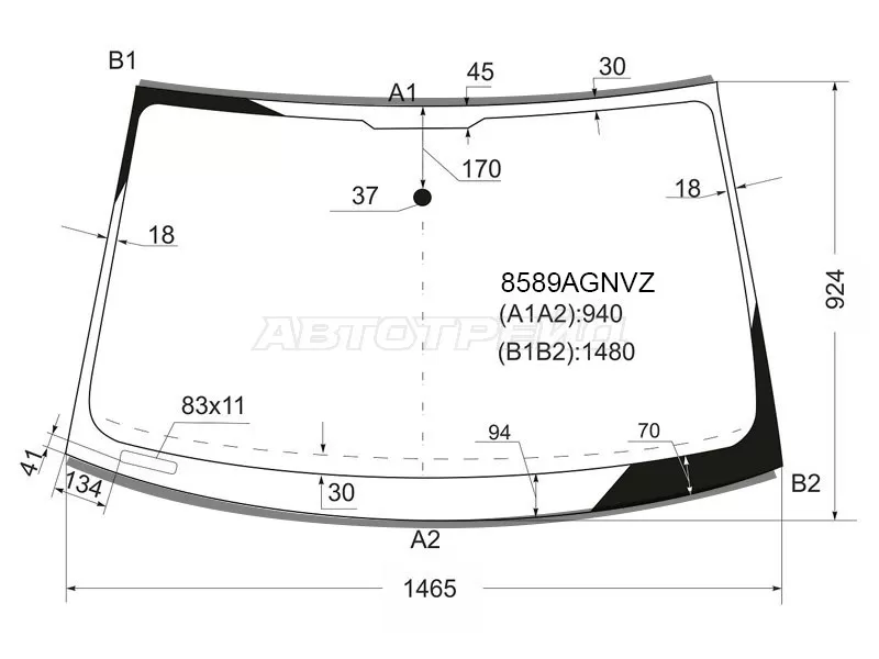 Стекло лобовое (Молдинг) Audi A4 08-15  / RS4 12-16  / S4 08-16 (FUYAO: 8589AGNVZ)