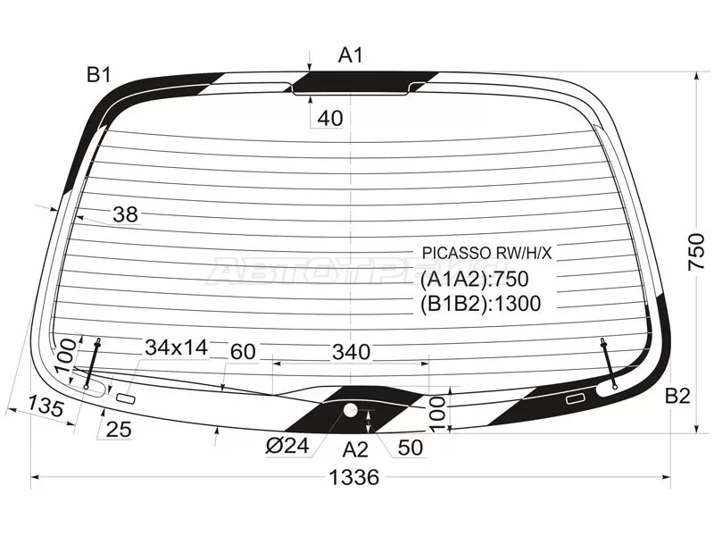 Стекло заднее (Цвет зеленый / Обогрев) Citroen Xsara Picasso 99-09 (XYG: PICASSO RW/H/X)