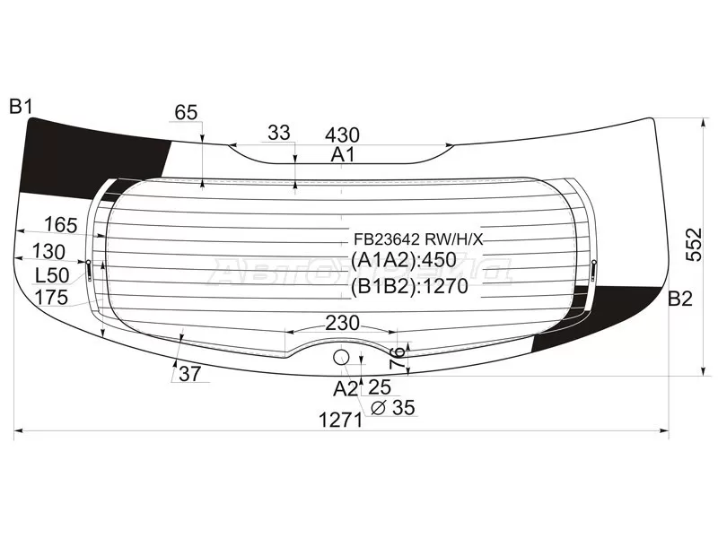Стекло заднее (Цвет зеленый / Обогрев) Nissan Rogue 07-14 (XYG: FB23642 RW/H/X)