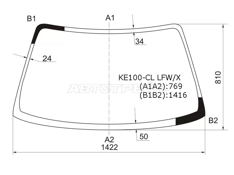 Стекло лобовое Toyota Corolla (E100) 91-02  / Sprinter 93-02 (XYG: KE100-CL LFW/X)