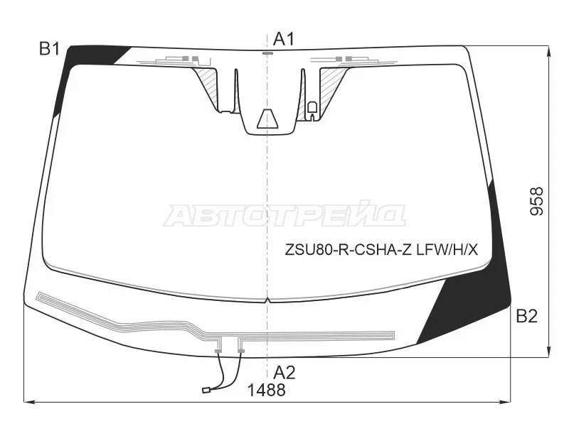 Стекло лобовое (Обогрев щеток / Антенна / Камера / Датчик дождя) Toyota Harrier (XU80) 20- (XYG: ZSU80-R-CSHA-Z LFW/H/X)