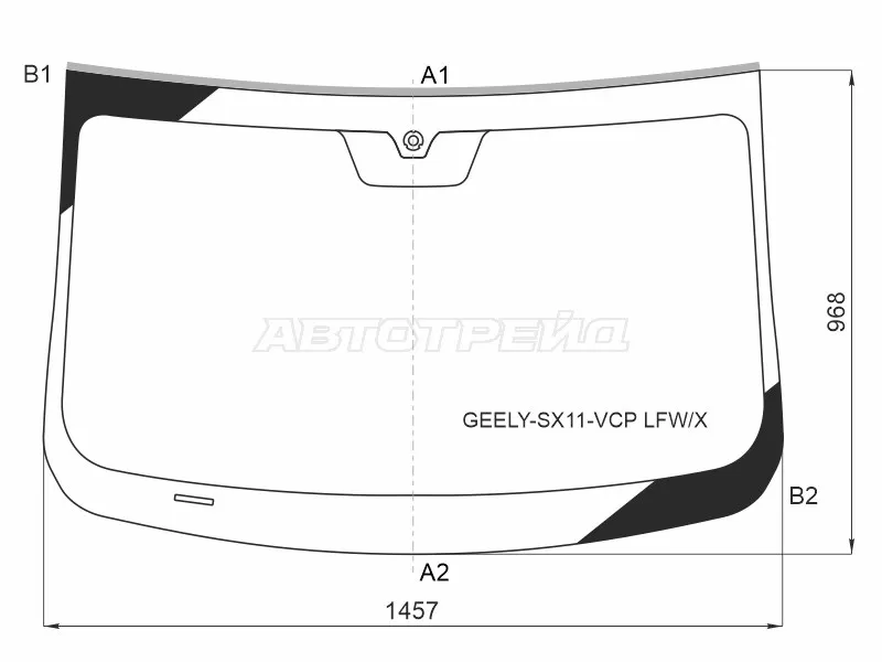 Стекло лобовое (Молдинг) Geely Coolray 18-  / Belgee X50 23- (XYG: GEELY-SX11-VCP LFW/X)