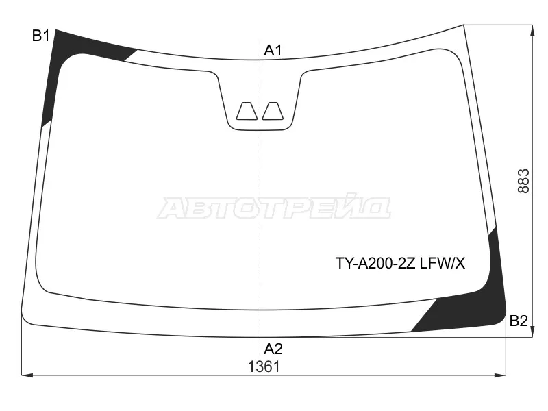 Стекло лобовое (Две камеры) Daihatsu Rocky 19-  / Toyota Raize 19- (XYG: TY-A200-2Z LFW/X)
