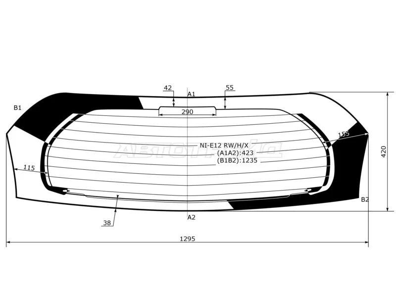 Стекло заднее (Цвет зеленый / Обогрев) Nissan Note 12-20 (XYG: NI-E12 RW/H/X)