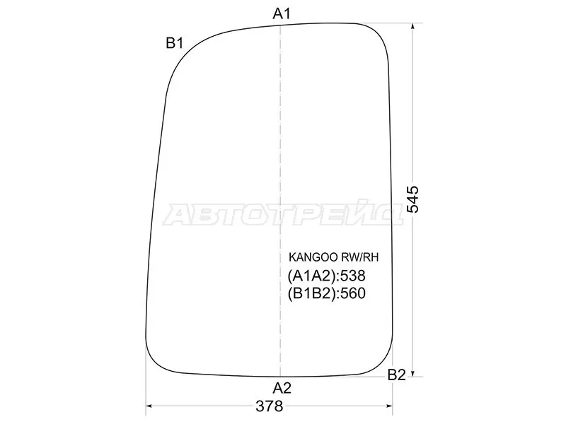 Стекло заднее (Цвет зеленый) Renault Kangoo 97-07 (XYG: KANGOO RW/RH)