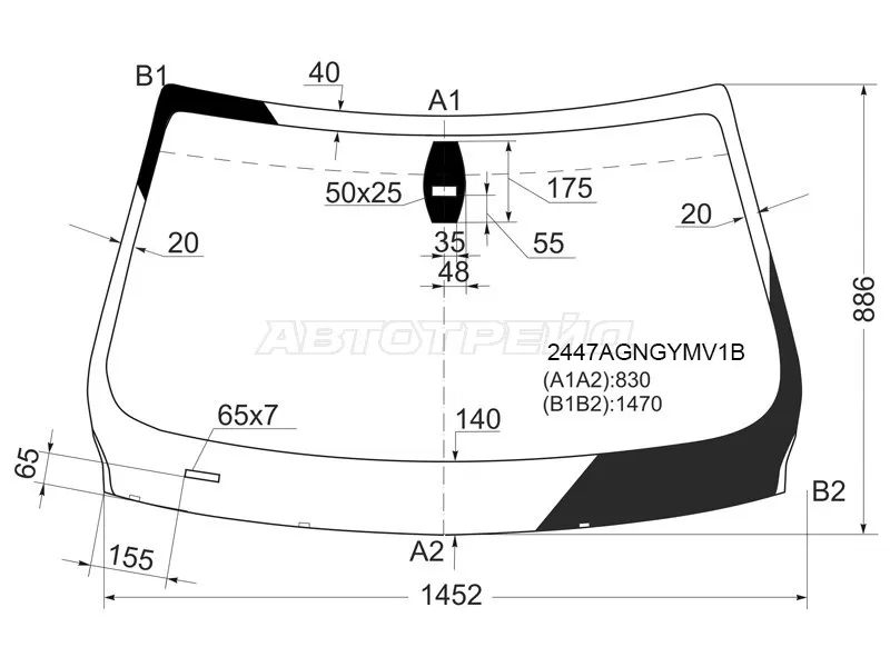 Стекло лобовое (Датчик дождя) BMW 3-Series 05-14  / M3 06-13 (FUYAO: 2447AGNGYMV1B)