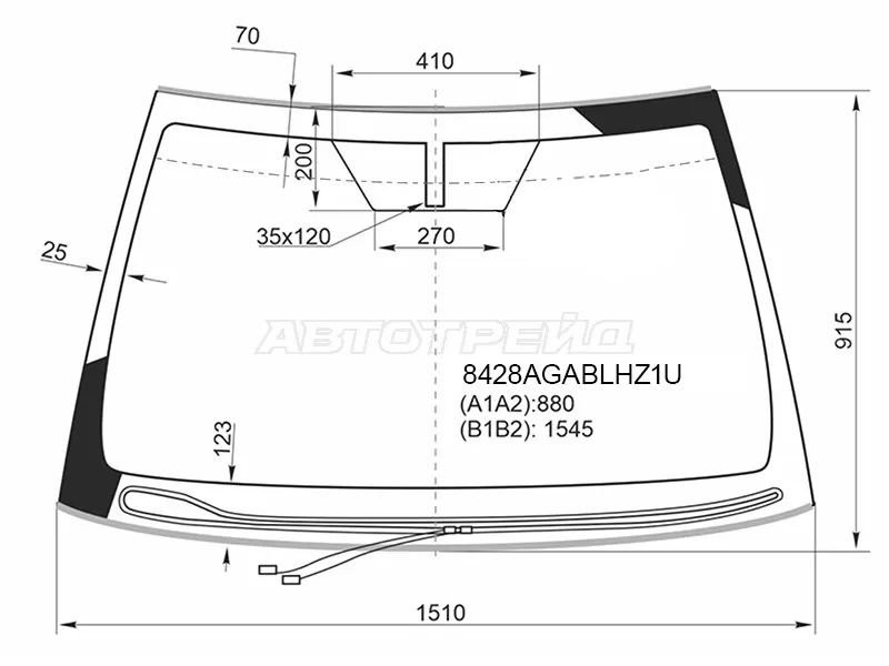 Стекло лобовое (Обогрев щеток / Молдинг) Toyota Camry Europe /Russia (XV70) 17- (AGC: 8428AGABLHZ1U)
