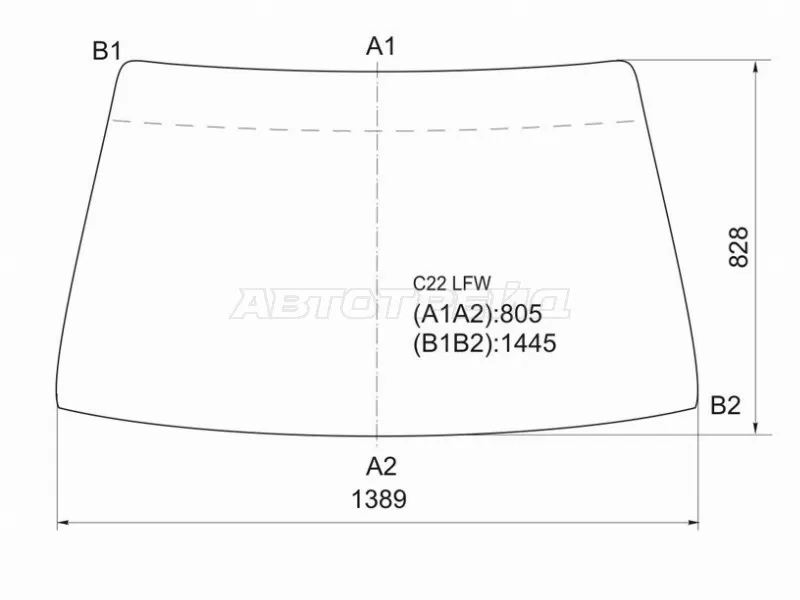 Стекло лобовое Nissan Largo 87-92  / Vanette 85-93 (XYG: C22 LFW)