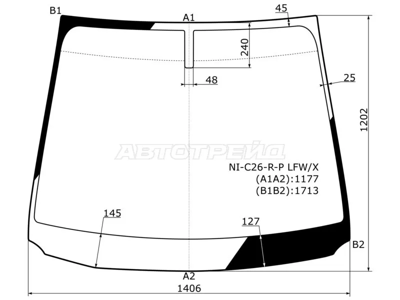 Стекло лобовое Nissan Serena 10-16  / Suzuki Landy 10-16 (XYG: NI-C26-R-P LFW/X)