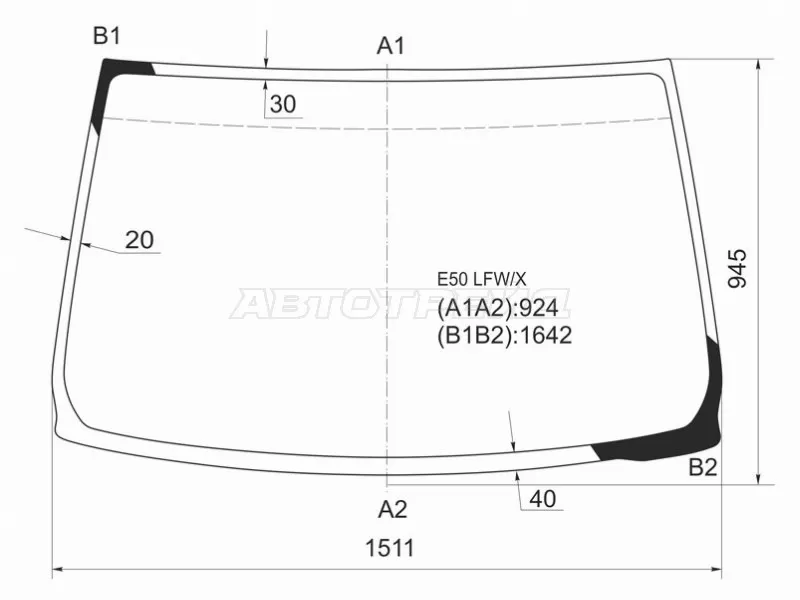 Стекло лобовое Isuzu Fargo Filly 97-99  / Nissan Caravan Elgrand 97-99  / Elgrand 97-02 (XYG: E50 LFW/X)
