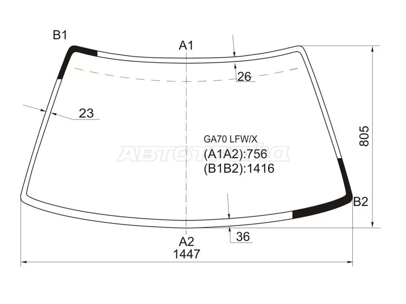 Стекло лобовое Toyota Supra 86-93 (XYG: GA70 LFW/X)