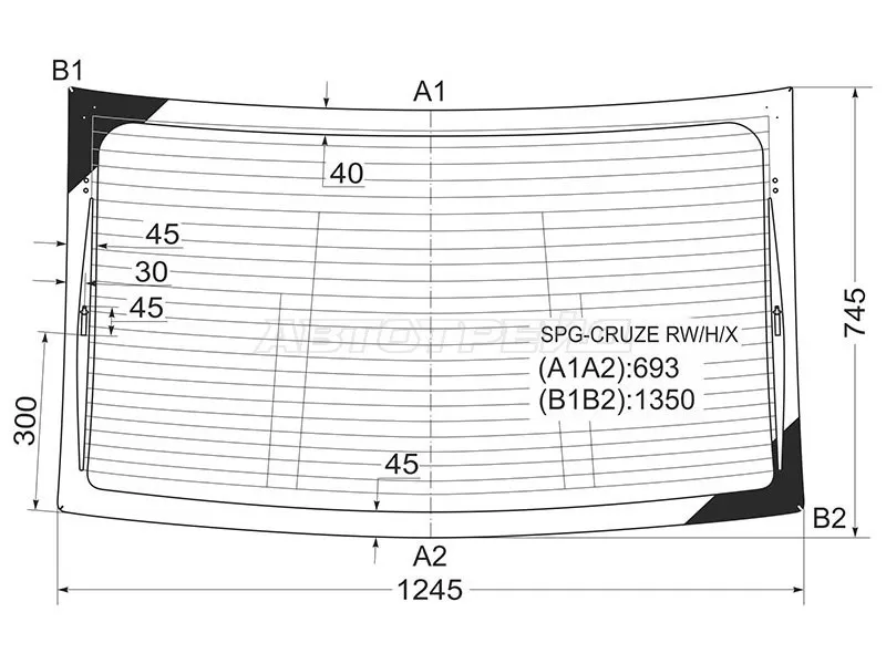 Стекло заднее (Цвет зеленый / Обогрев) Chevrolet Cruze 09-15  / Daewoo Lacetti 08-11 (SAT: SPG-CRUZE RW/H/X)