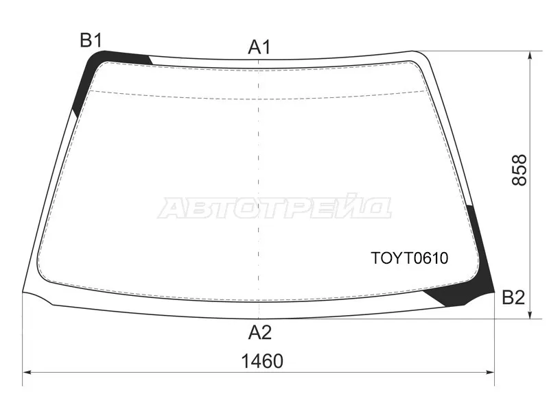 Стекло лобовое Toyota Avensis (T220) 97-03  / Caldina (T210) 97-02 (KMK: TOYT0610)