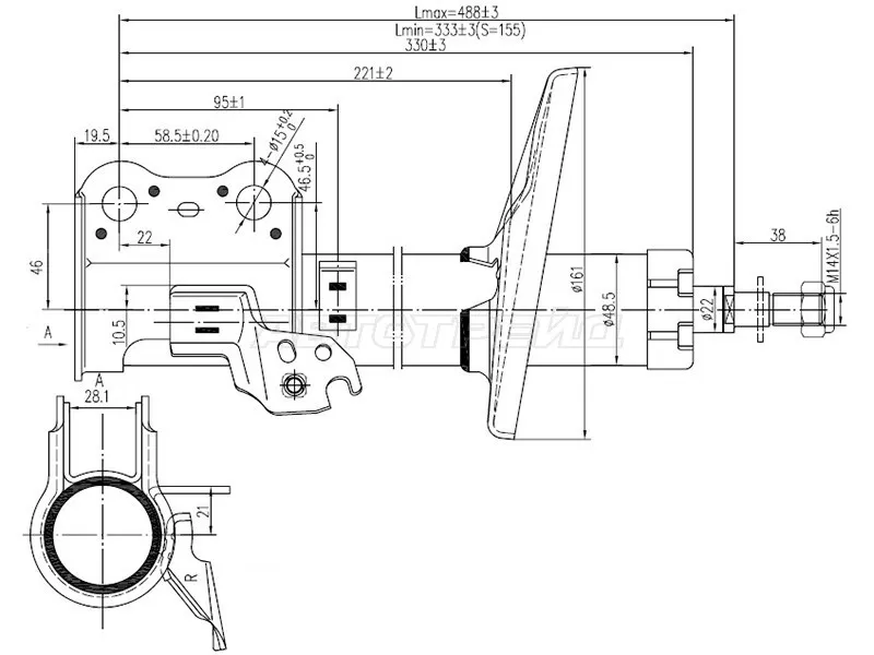 Стойка передняя TOYOTA CARINA /CALDINA /CORONA 92-02 RH (SAT: ST-48510-29395)