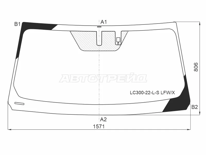 Стекло лобовое (Датчик дождя) Toyota Land Cruiser (J300) 21- (XYG: LC300-22-L-S LFW/X)