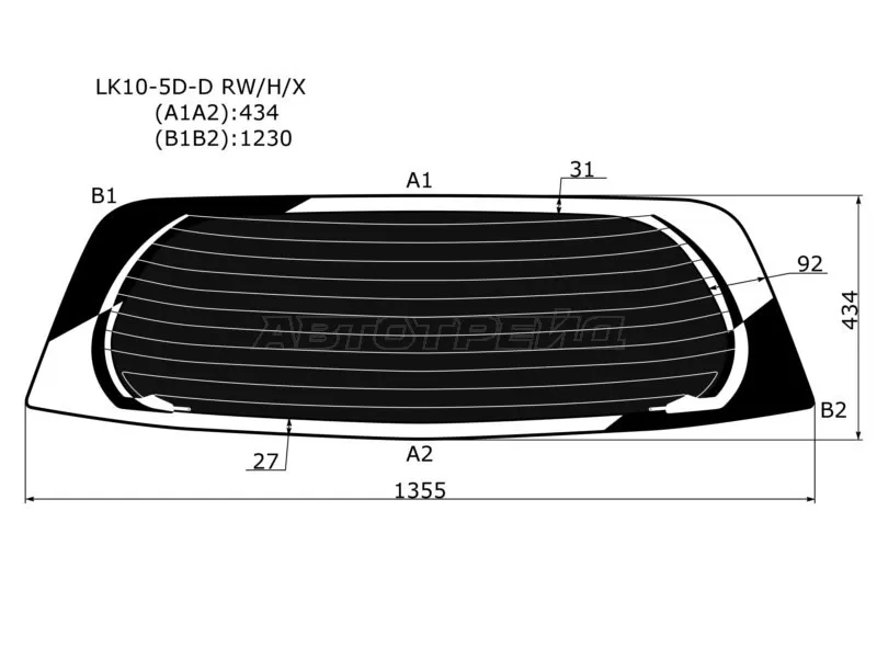 Стекло заднее (Затемненное / Обогрев) Toyota Vitz 99-05  / Yaris 99-05 (XYG: LK10-5D-D RW/H/X)